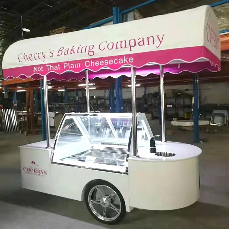 Wholesale Supermarket popsicle gelato ice cream display showcase snack machines freezer Mobile hand push ice cream cart