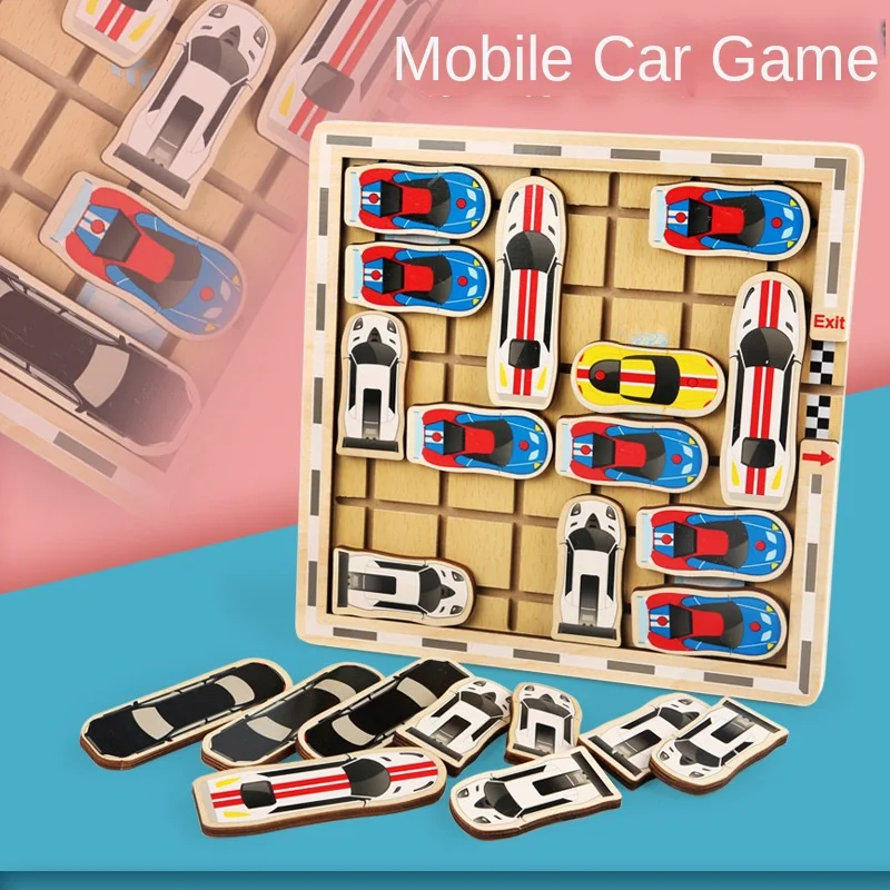 Shift maze wooden educational baby toys mobile car game cognitive children moving car inverted garage 3-8 years old