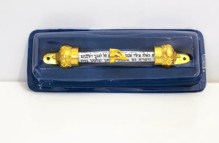Позолоченная крышка короны 5 дюймов Mezuzah и прокрутка еврейский подарок на еврейскую