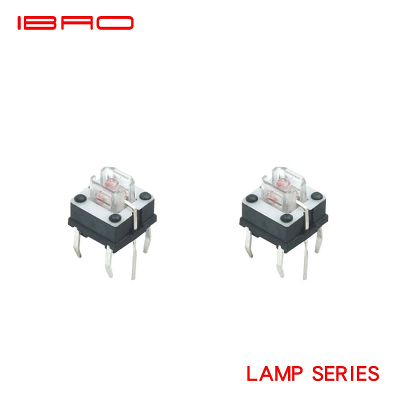 IBAO LAMP SERIES 6*6mm Led Built-in Tact Switch LS611 Switch Parts 6 Months Under Effective Storage 30V DC LS Series IEC61058