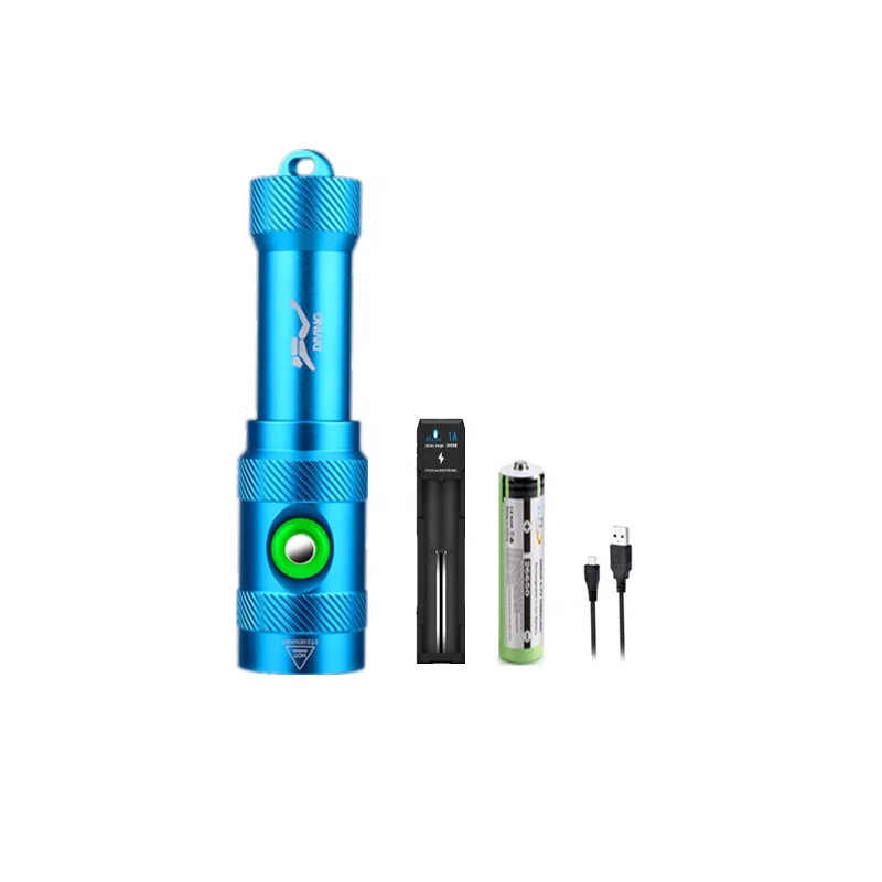New Aluminum Alloy LED diving flashlight Scuba Diving Torch kit with 18650 battery charger kit