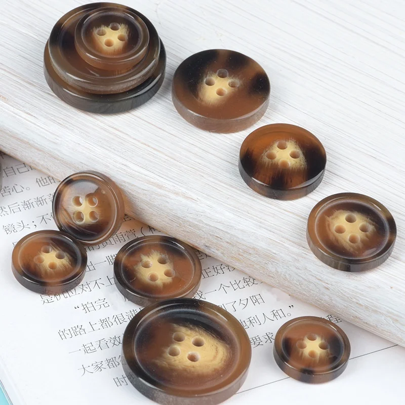 wholesale round 4 hole custom polyester resin button oekotex  cheap buttons polyester buttons for clothing