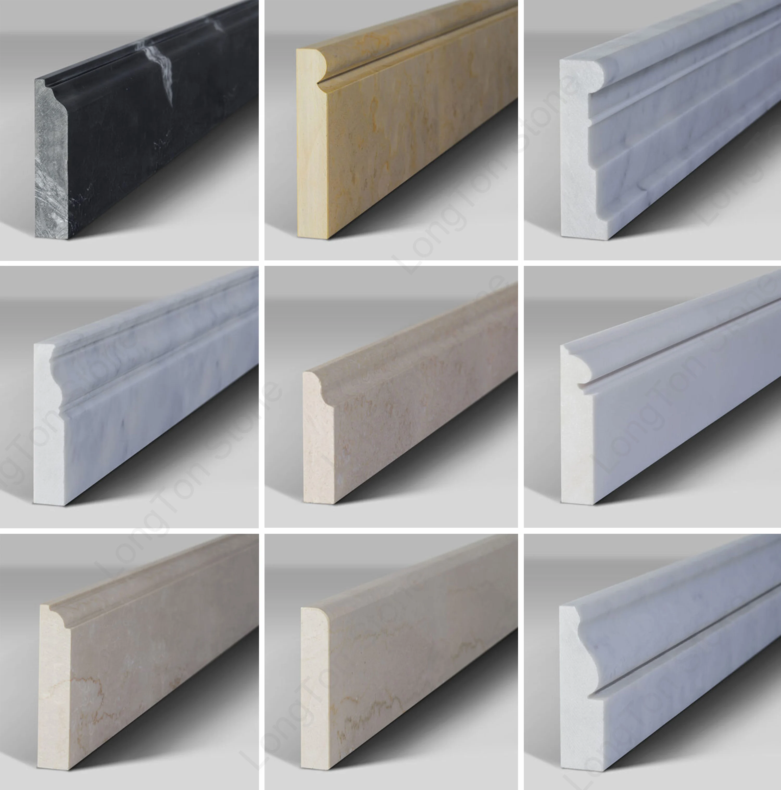 Customized Marble Base Board Natural Stone Base Building Corner Door Frame Decor New Design Skirting Marble Skirting Tiles