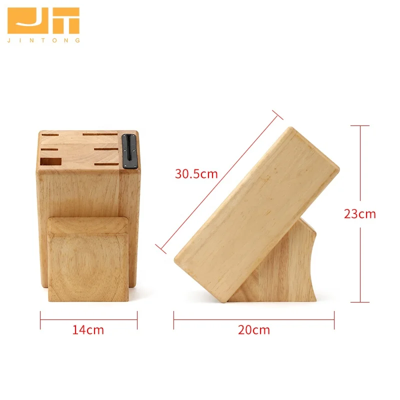 Universal Kitchen Knife Holder Rubber Wood 6 Slots Knife Storage Organizer Block