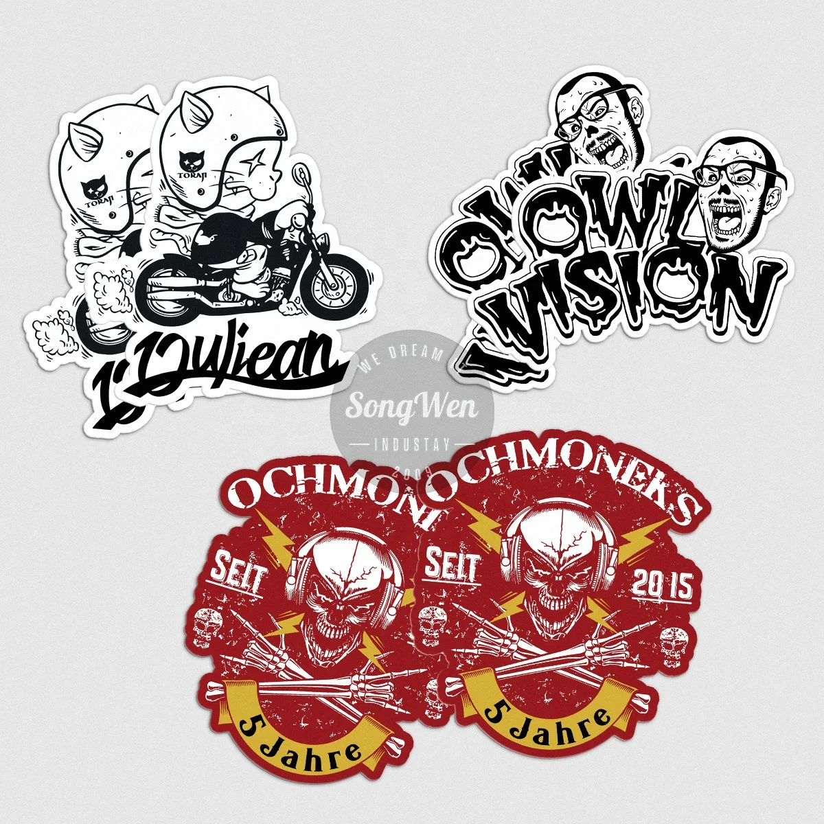 Low MOQ UV Resist Weatherproof Split Back Self-Adhesive Durable Matte PVC Vinyl Sticker Printing Die Cut Logo Custom Stickers