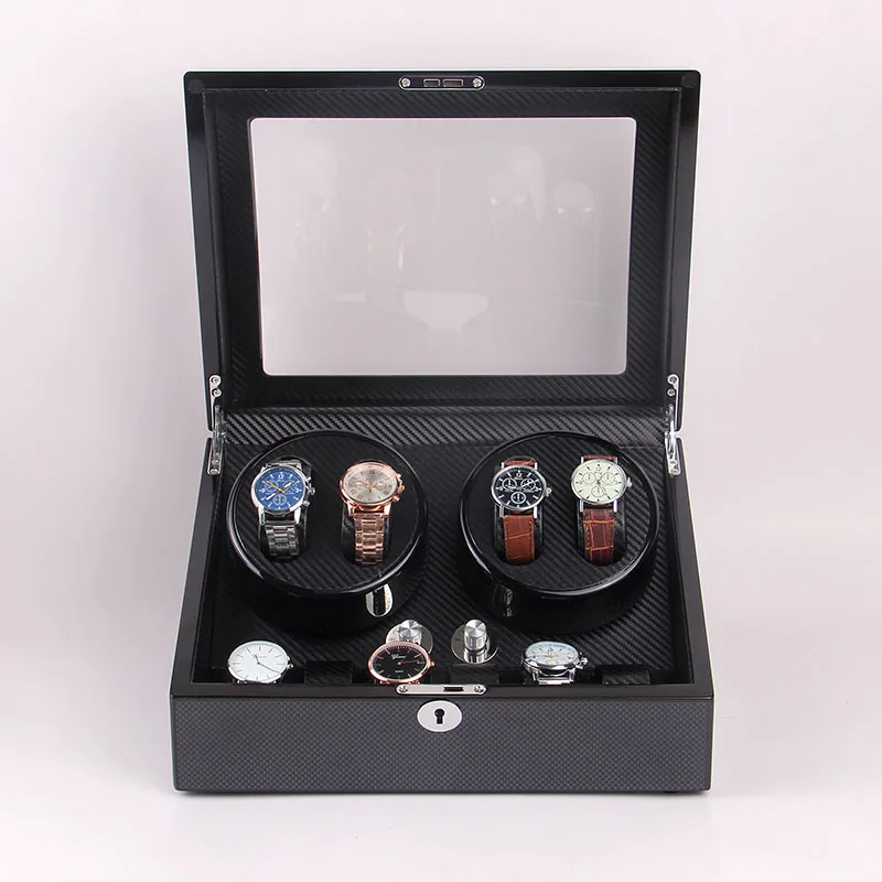 
Luxury carbon fiber watch winder for 4+6 watches storage in stock motor box 