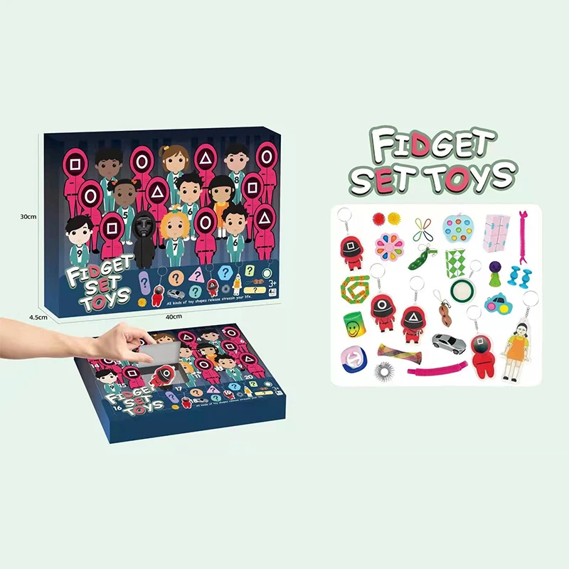 Cross-border squid game decompression blind boxed set SquidGame deratization pioneer pendant bubble decompression toys