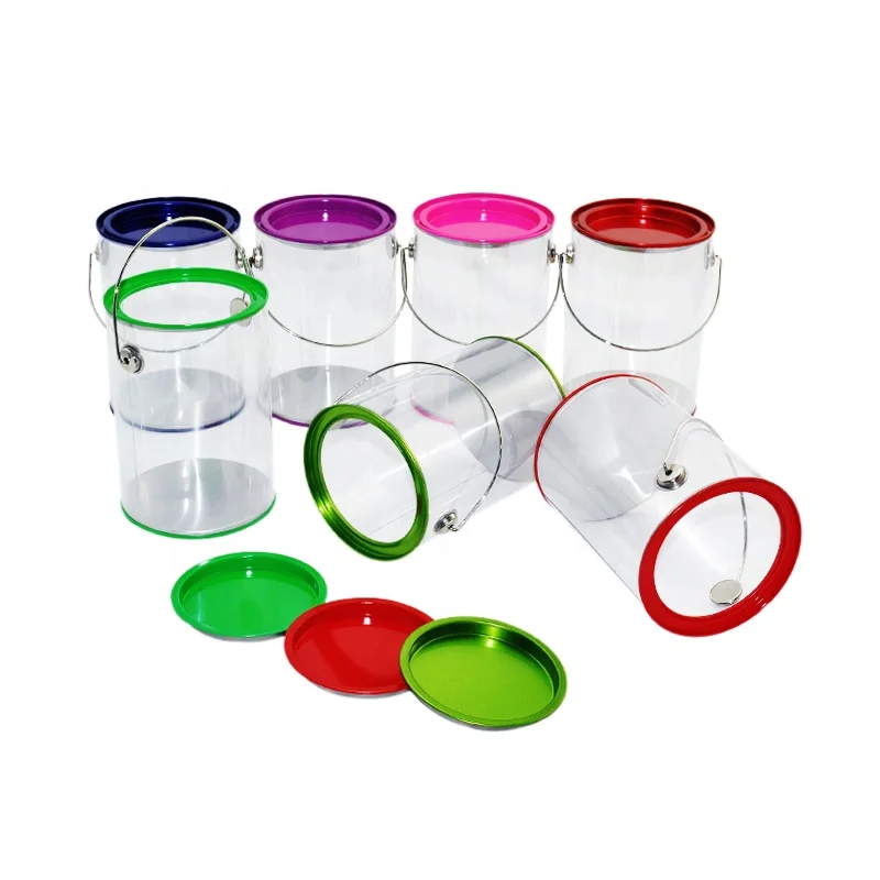 Рекламное пищевое пластиковое ведро с зеленым покрытием и ручкой