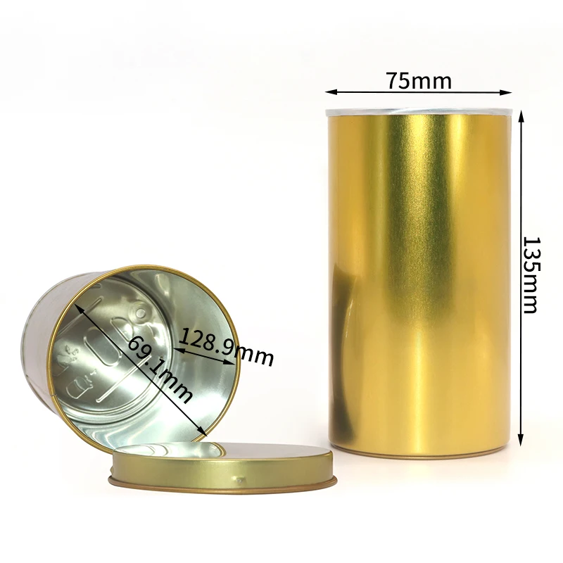 round color tea tins 4 oz airtight food grade Matcha powder tin cans coffee tin with degassing valve