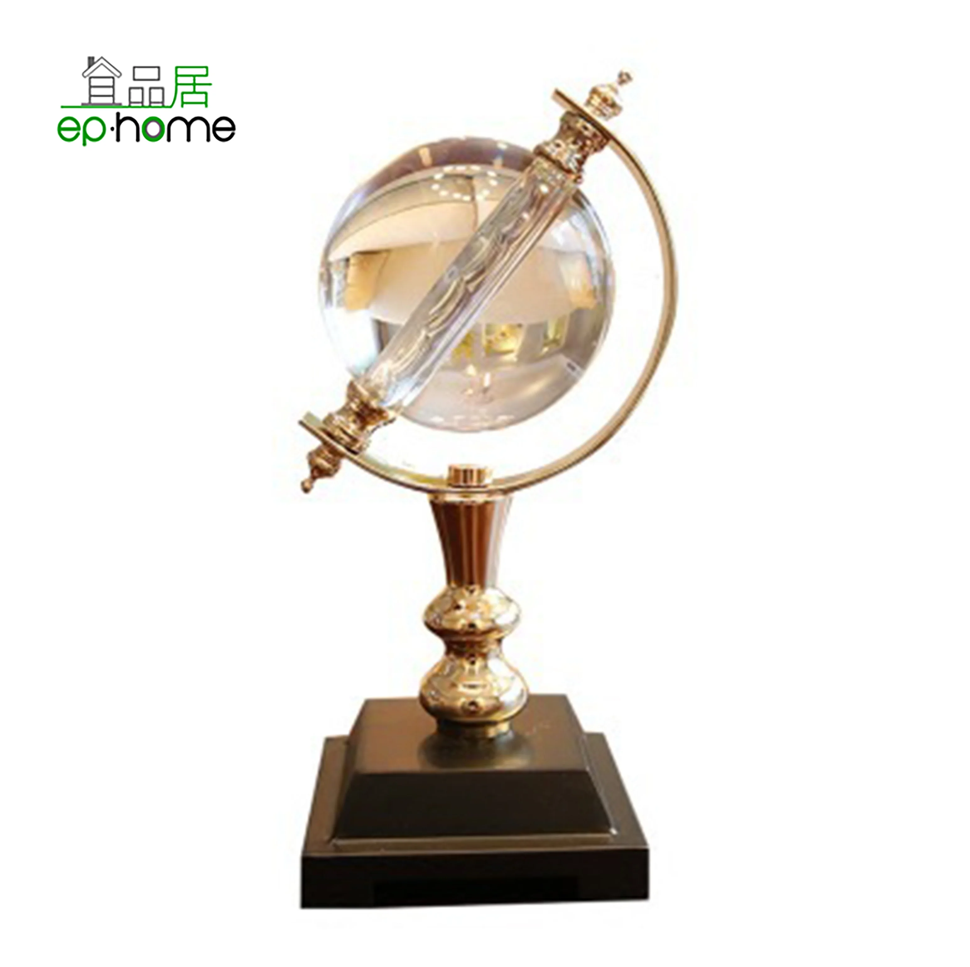 Crystal Globe,Glass Ball Sphere Display,Round Clock Ornaments, Home Decor, House/Office Warming , Parents Anniversary Gift