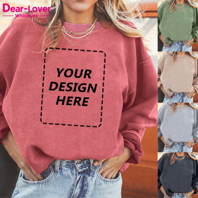 Dear-Lover OEM ODM Wholesale Blank Plain Embroidery High Quality Custom Crew Neck Crewneck Sweatshirt Women