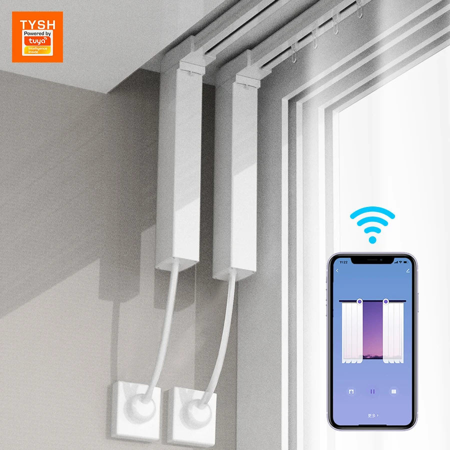 TYSH Tuya Wifi Automatic Electric Curtain Motor Smart Home Remote Control Google Home Alexa Motorized Smart Curtain Motor