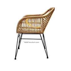 Новейшая популярная мебель для ресторана, натуральный цвет, наружный садовый ротанговый металлический обеденный стул, распродажа