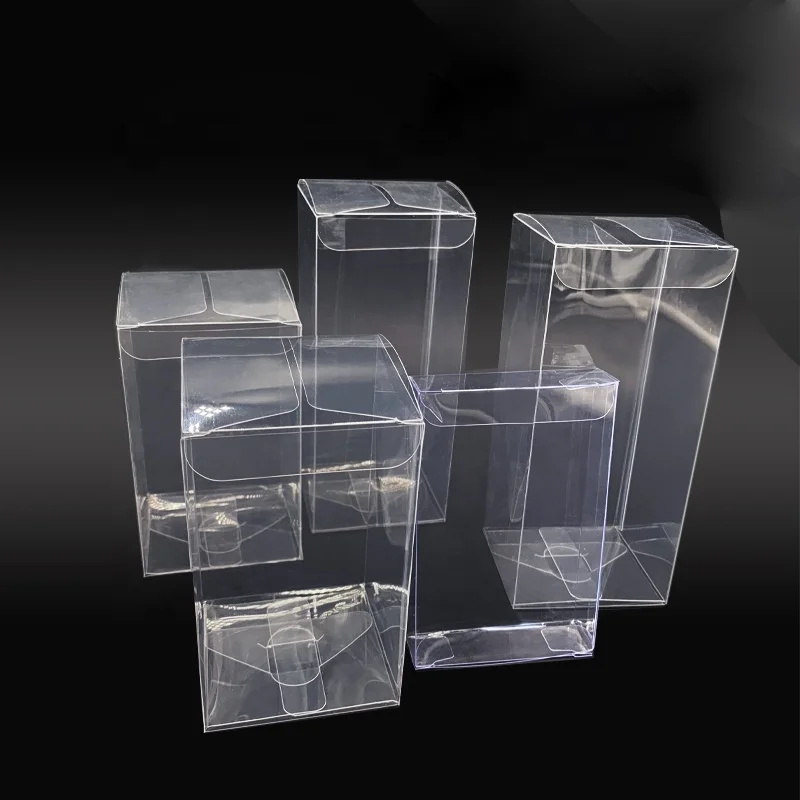 Transparent PET small packaging square boxes for cake clear PVC plastic gift foldable box
