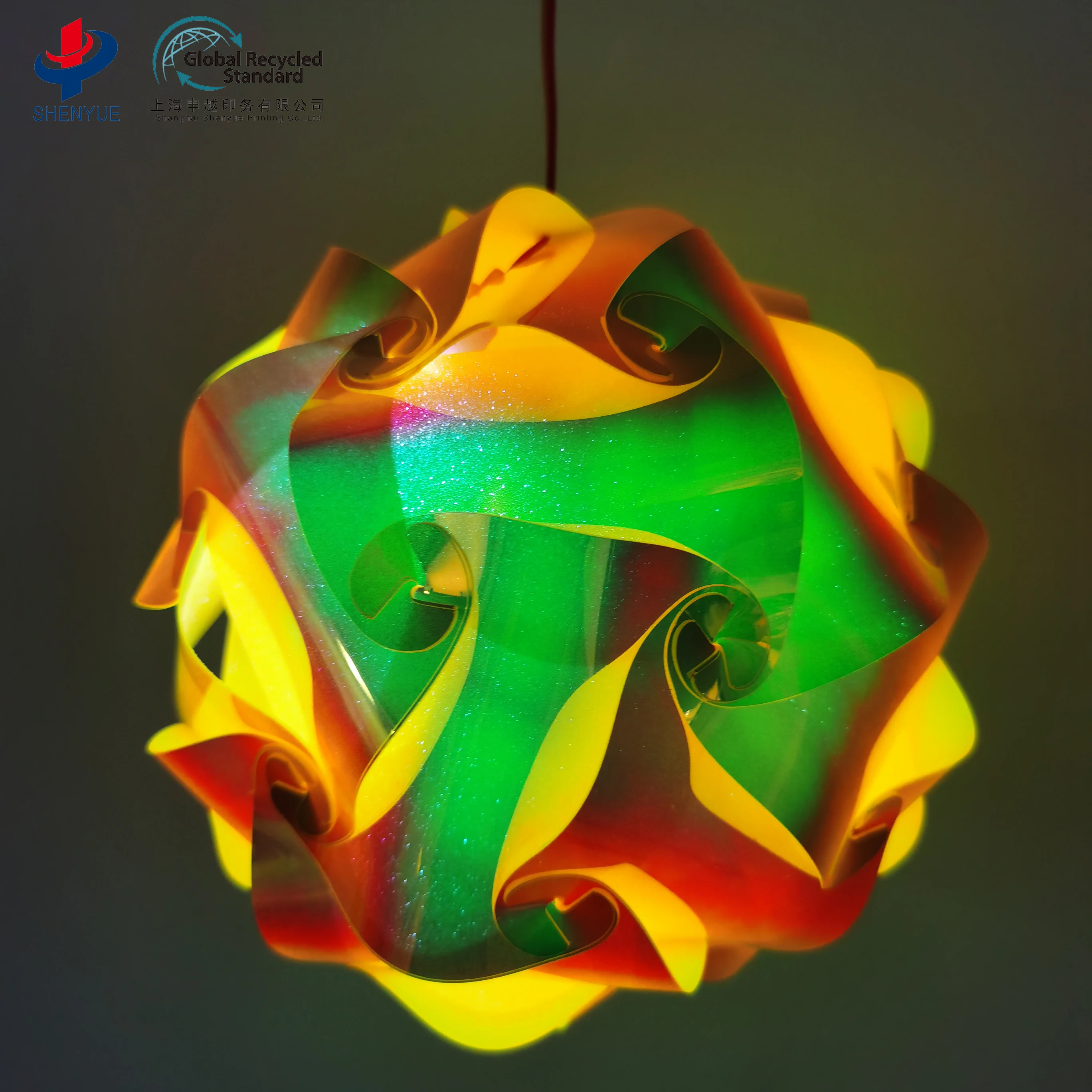 Custom latest design starlight theme RePET pink shimmer IQ jigsaw pendant puzzle lampshade for indoor decor