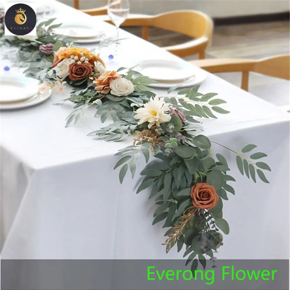 Wedding Centerpieces Decor Arch Flower Backdrop Willow Eucalyptus Leaf Garland with White Flower
