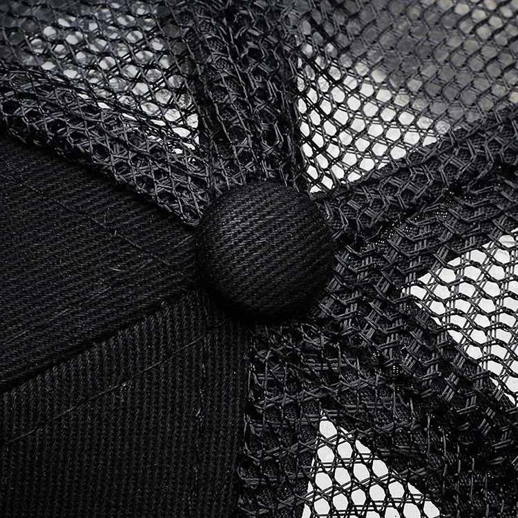 Oem custom navy blue gorras 6 panel mesh back cotton plain trucker cap