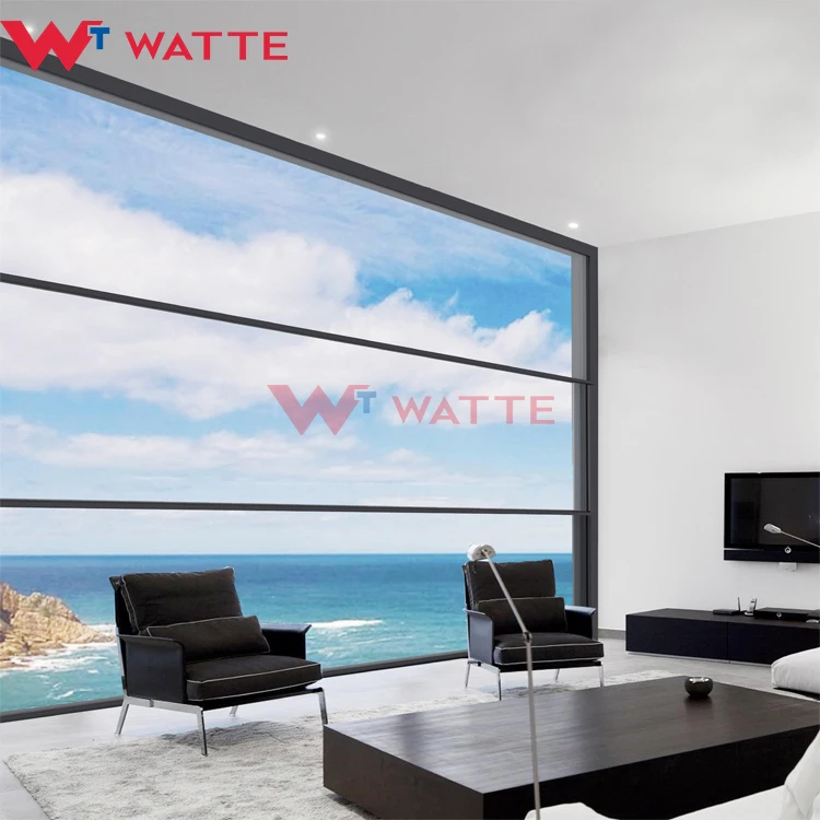 Modern design vertical sliding window luxury villa balcony aluminum framed insulated glass electric lift up windows