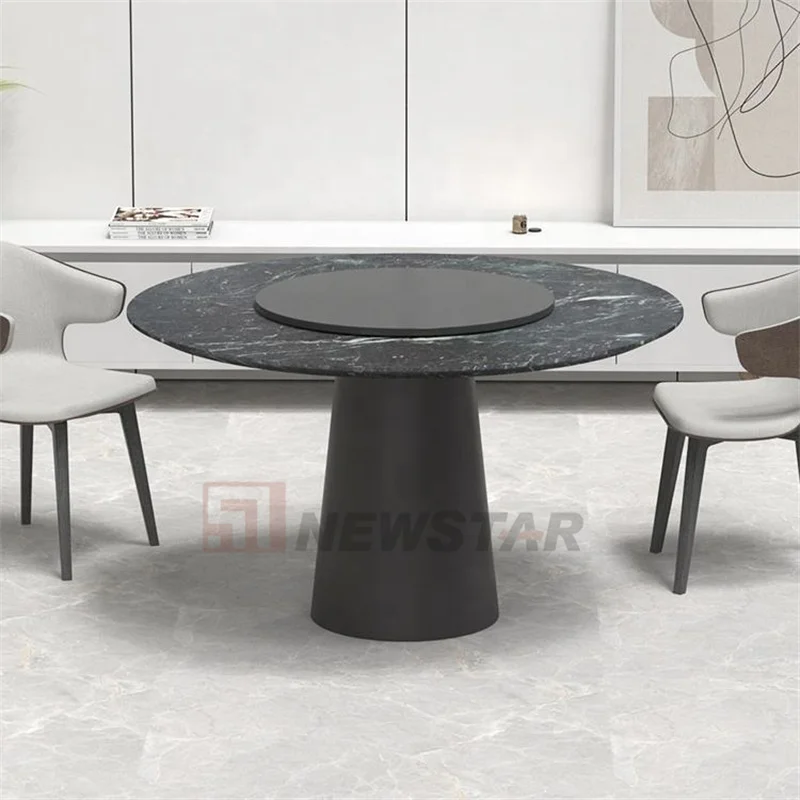 2024 Customization Black Round Dining Table Modern Style Marble Dining Table Fashionable Dining Tables