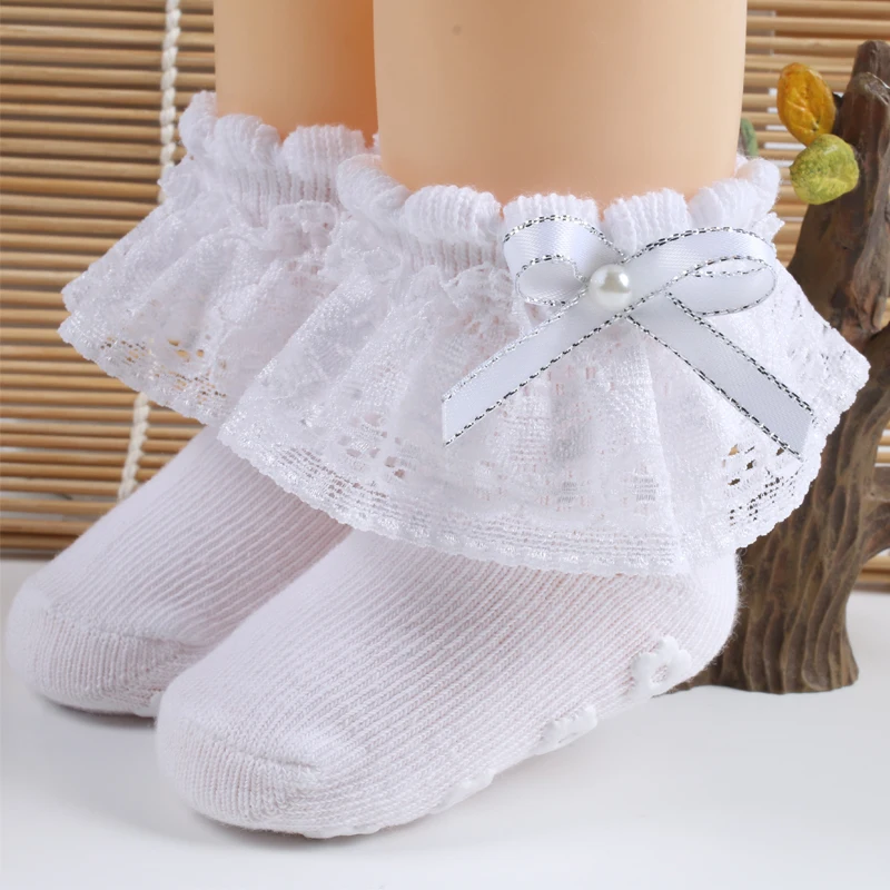 New baby lace anti slip socks newborn cotton socks cute baby socks manufacturer