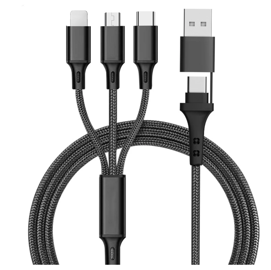 Wholesale Customize Universal Mobile Phone USB A USB C type-c micro 3 In 2 Fast Charging Cable 5 in 1 Charging Data cable