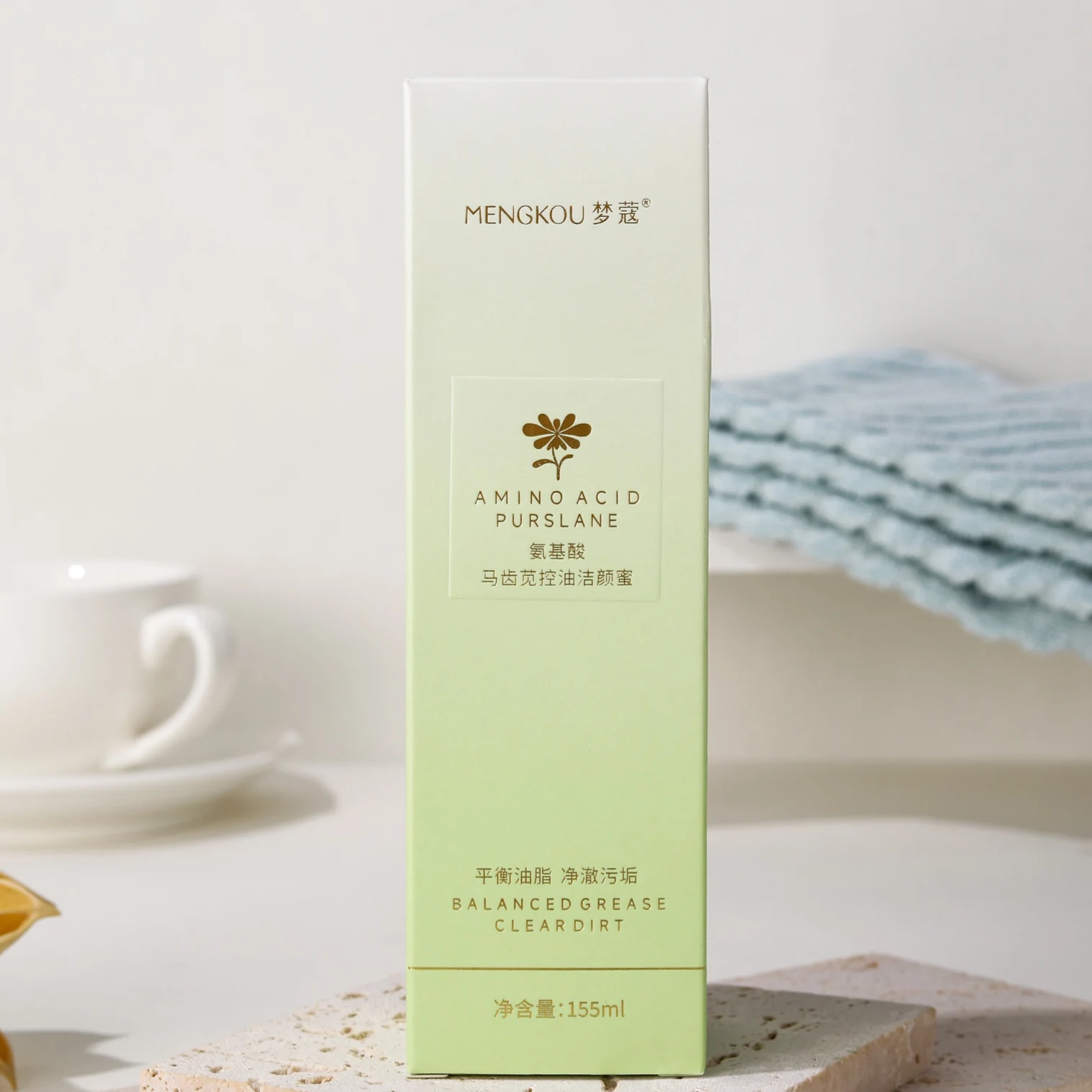Private Label Mengkou Oil Control Deep Cleansing Face Wash Moisturizing Amino Acid Purslane Facial Cleanser for All Skin Type