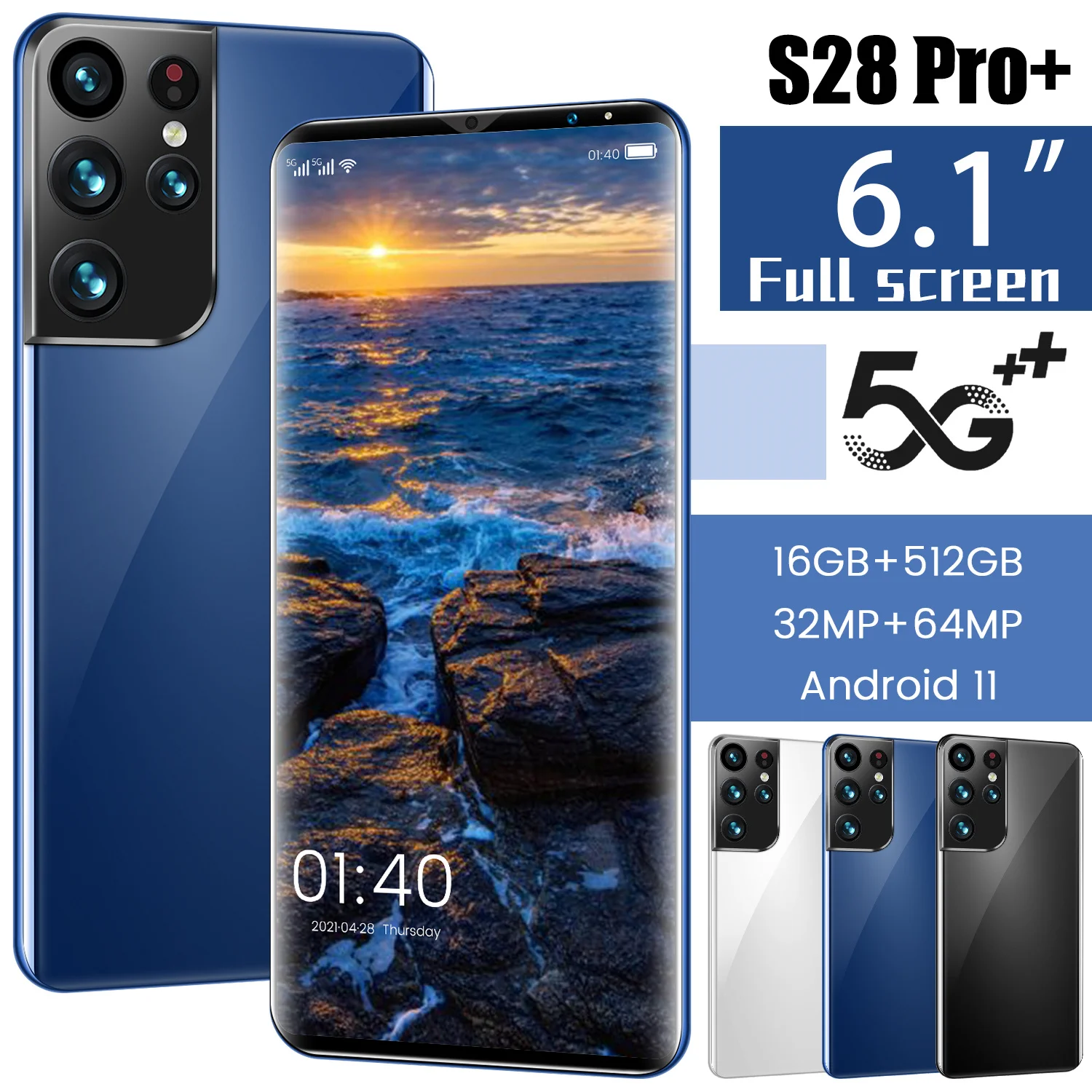 2021 S28 Pro + 5g смартфон Android двойной телефон 16 ГБ 512 большая память 32 64 Мп камера высокой четкости