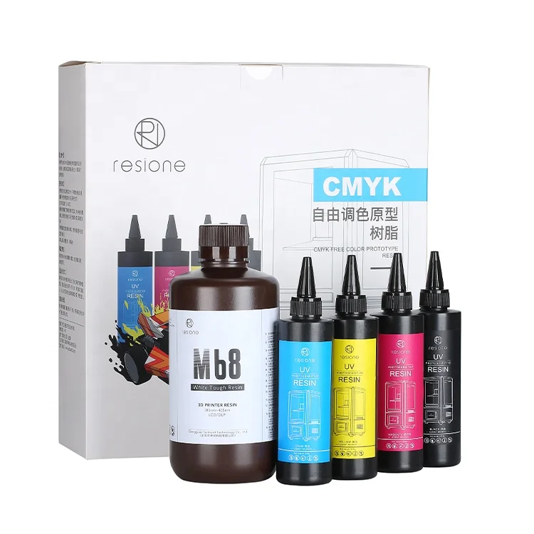 
RESIONE CMYK 1.8kg Free Toning UV Curable Resin Set For LCD SLA DLP 405nm Resin 3D Printer 