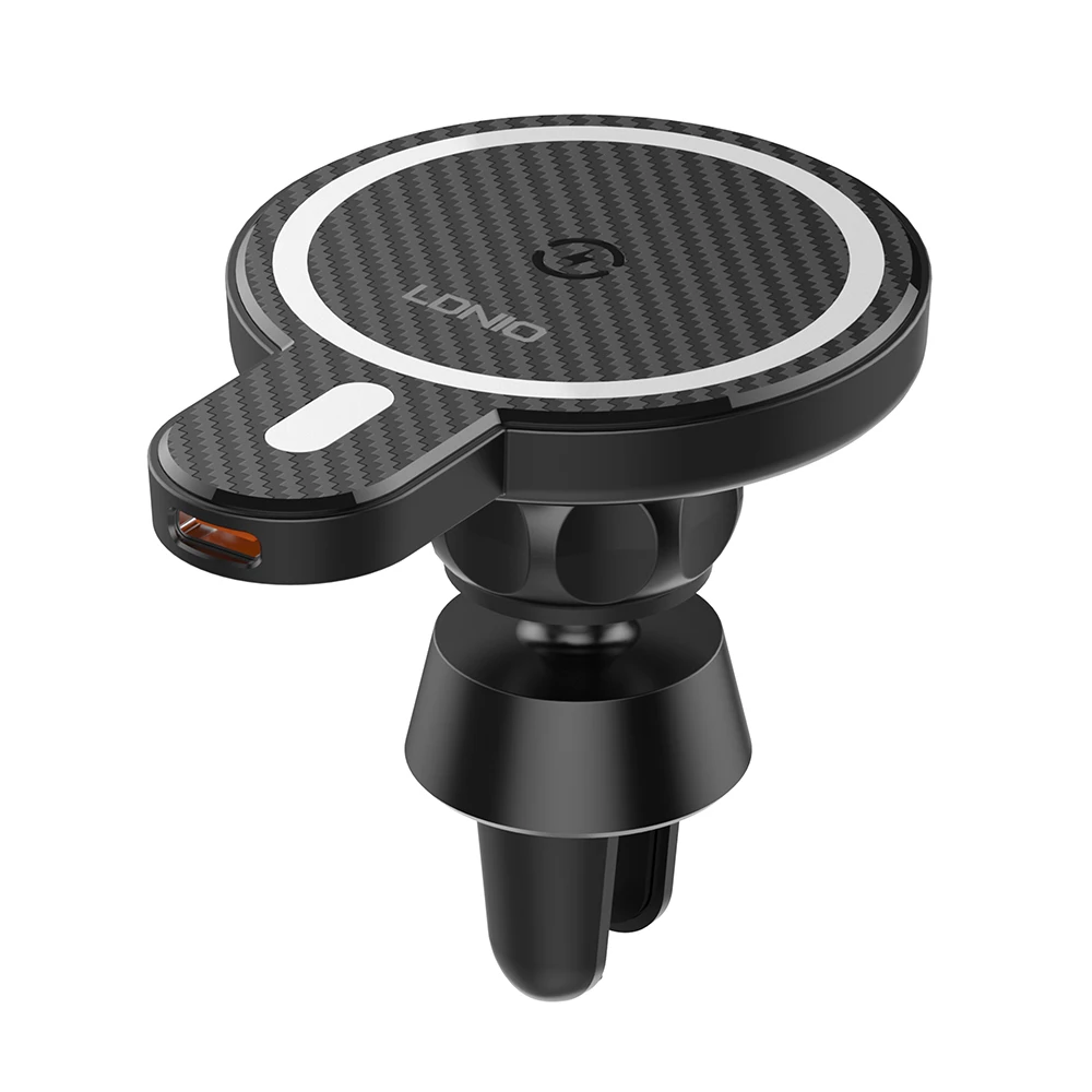 LDNIO New Product 15W Wireless Charger Qi Magnetic Clamping Fast Charging Wireless Charger Cell Car Phone Holder
