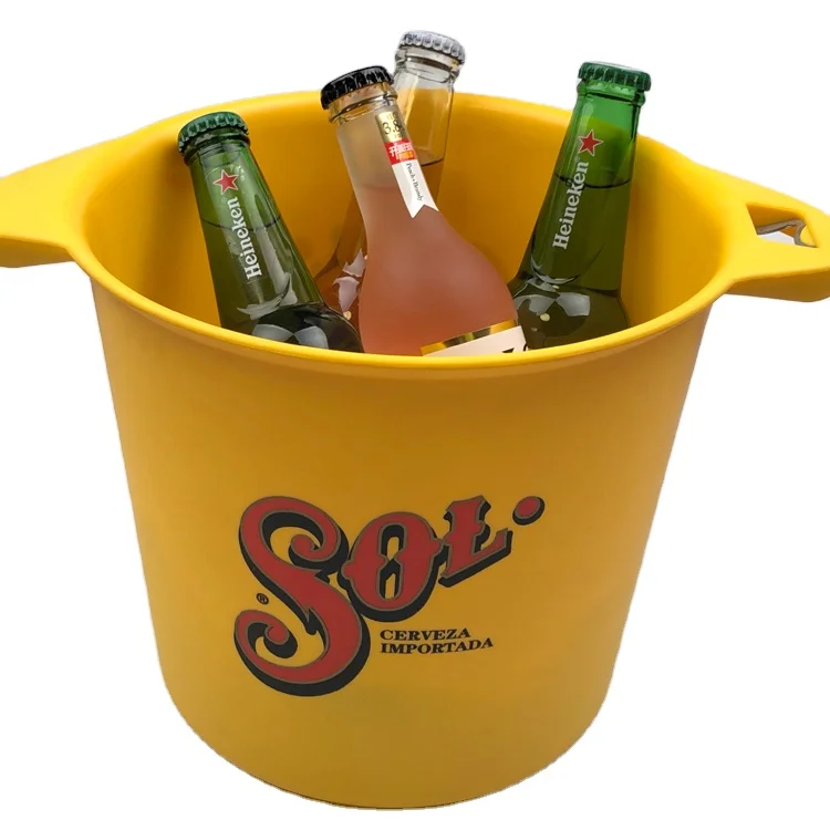 Unique Custom Logo Whiskey Wine Chiller Cooler Beer Champagne Plastic Beverage Tubs Ice Buckets
