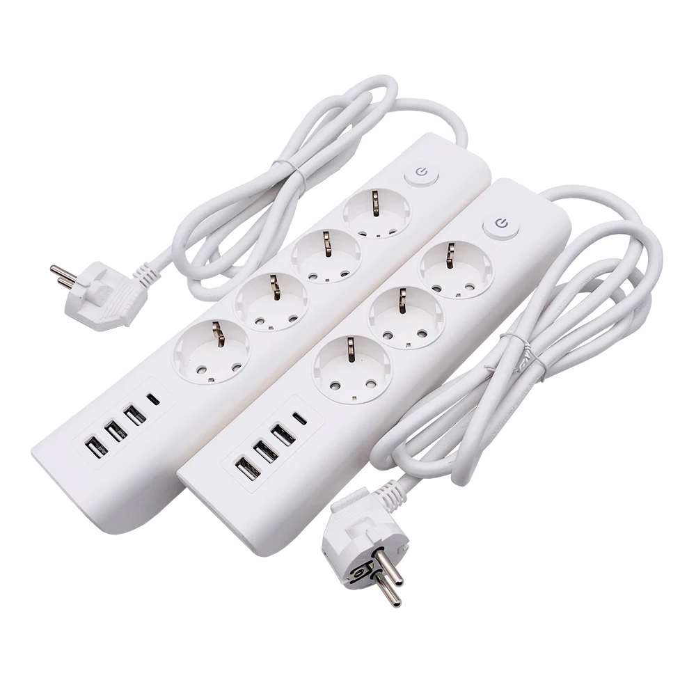 Universal 3 AC Outlets  Electrical Extension Socket EU Power Strips Cover With 1 Type-c And 3 USB Ports