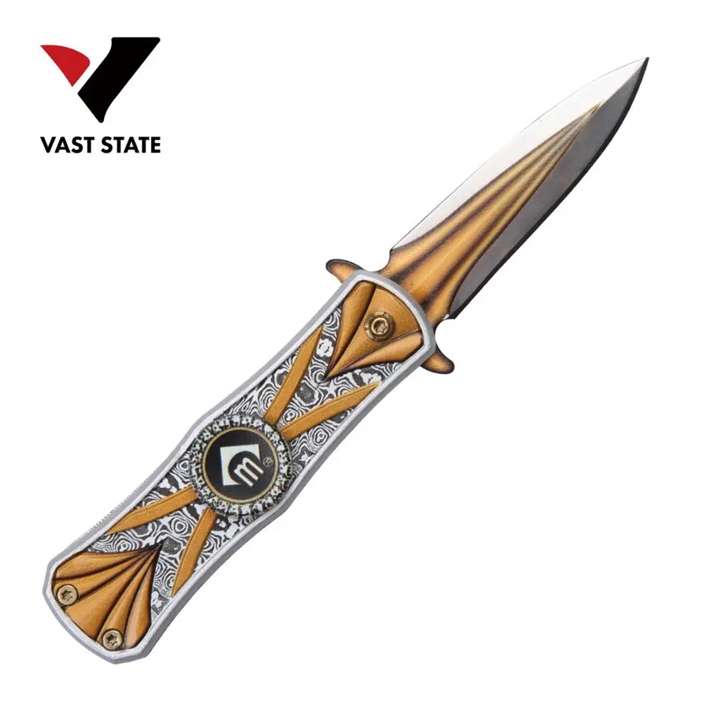 
Quick Opening Tactical Folding Blade Knife 440 Stainless Steel 3D Pattern Steel Aluminum Handle pocket hunting gyro knife 