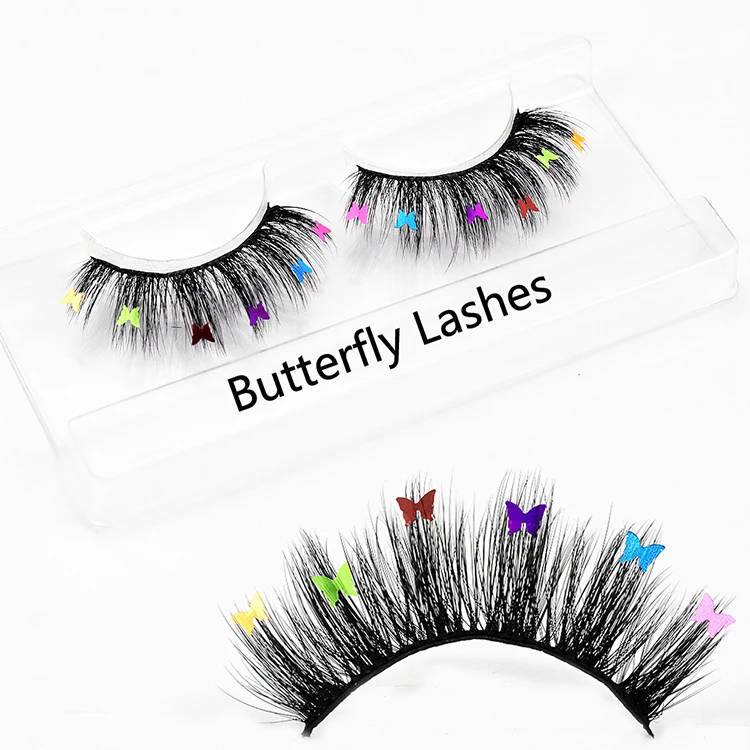 Китай, оптовая продажа, 2021, новые блестящие декоративные ресницы с бабочками