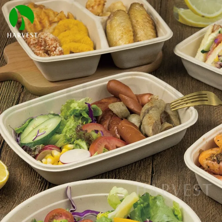 Безопасная для микроволновой печи Экологически чистая биоразлагаемая упаковка целлюлозы сахарного тростника