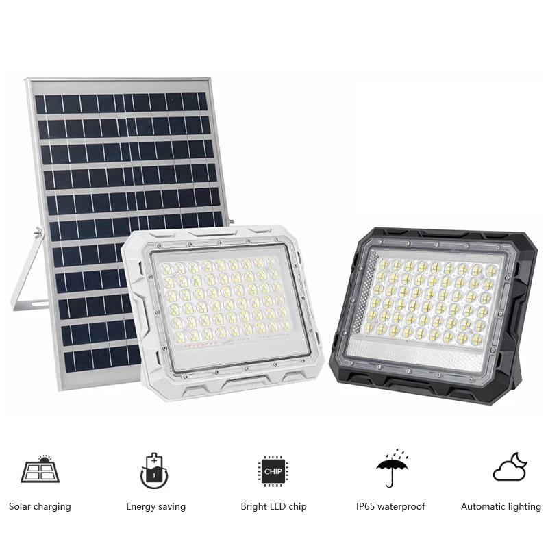 Dawn Outdoor Flood Light Projector 50w 100w 200w 300w LED Cob Remote Controlled IP65 Yard Adjustable Solar Flood Light