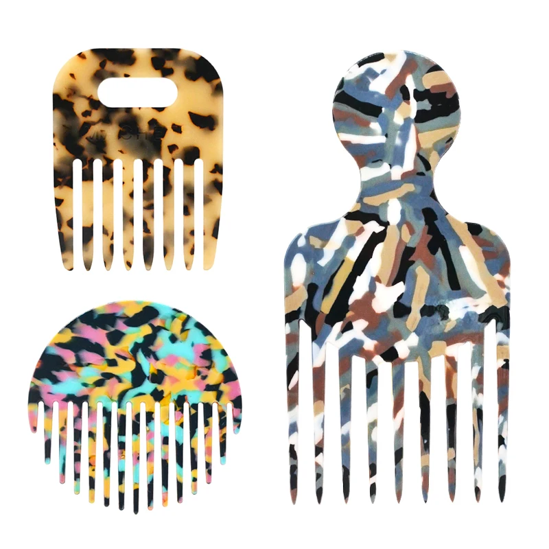 hot sale acetate hair comb custom logo beard detangle comb for afor hair tool round portable pocket small hair comb for women