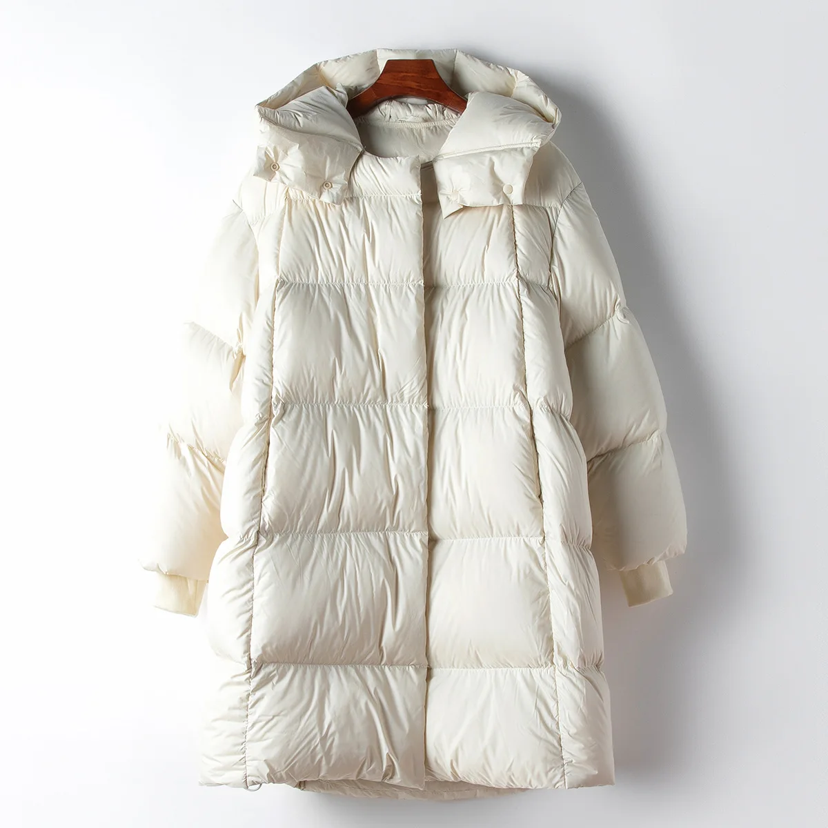 OEM spring new casual hooded 90 white goose down jacket female simple loose Korean version coat