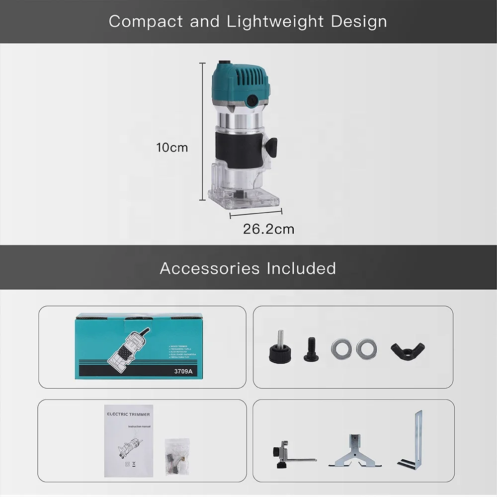 Electric Trimming Machine 230V 6 Speeds Adjustable Electric Hand Woodworking Trimmer Power Routers 6mm 6.35mm 8mm