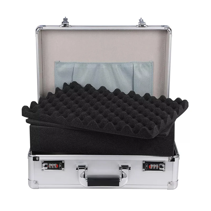 OEM/ODM Silver Aluminum Camera Carrying Case Portable Aluminum Accessory Case For Travelling Tool Carrying Box with Pre-cut Foam