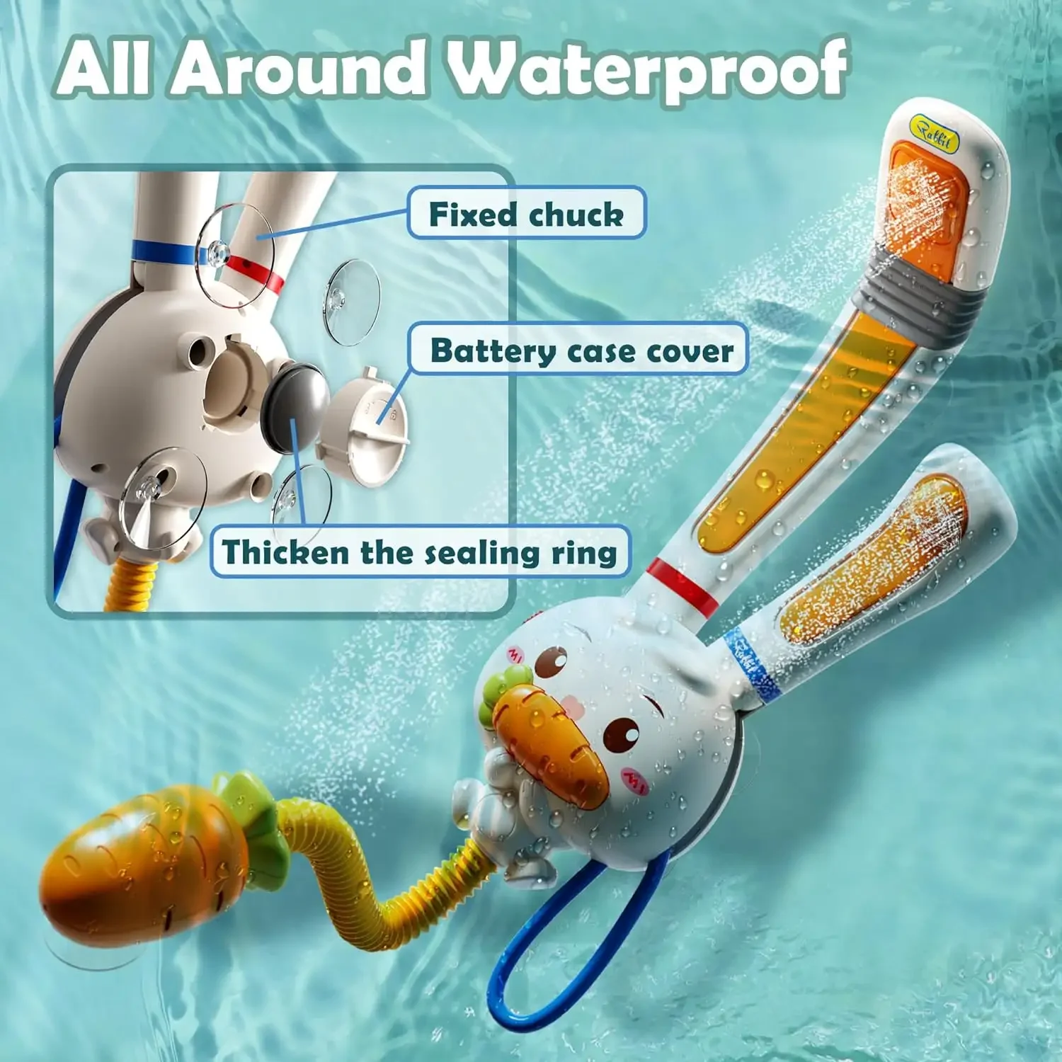 New Double Sprinkler Baby Water Spraying Kids Bath Toys Cute Rabbit Electric Shower Water Pump Bathtime Toys for Babies