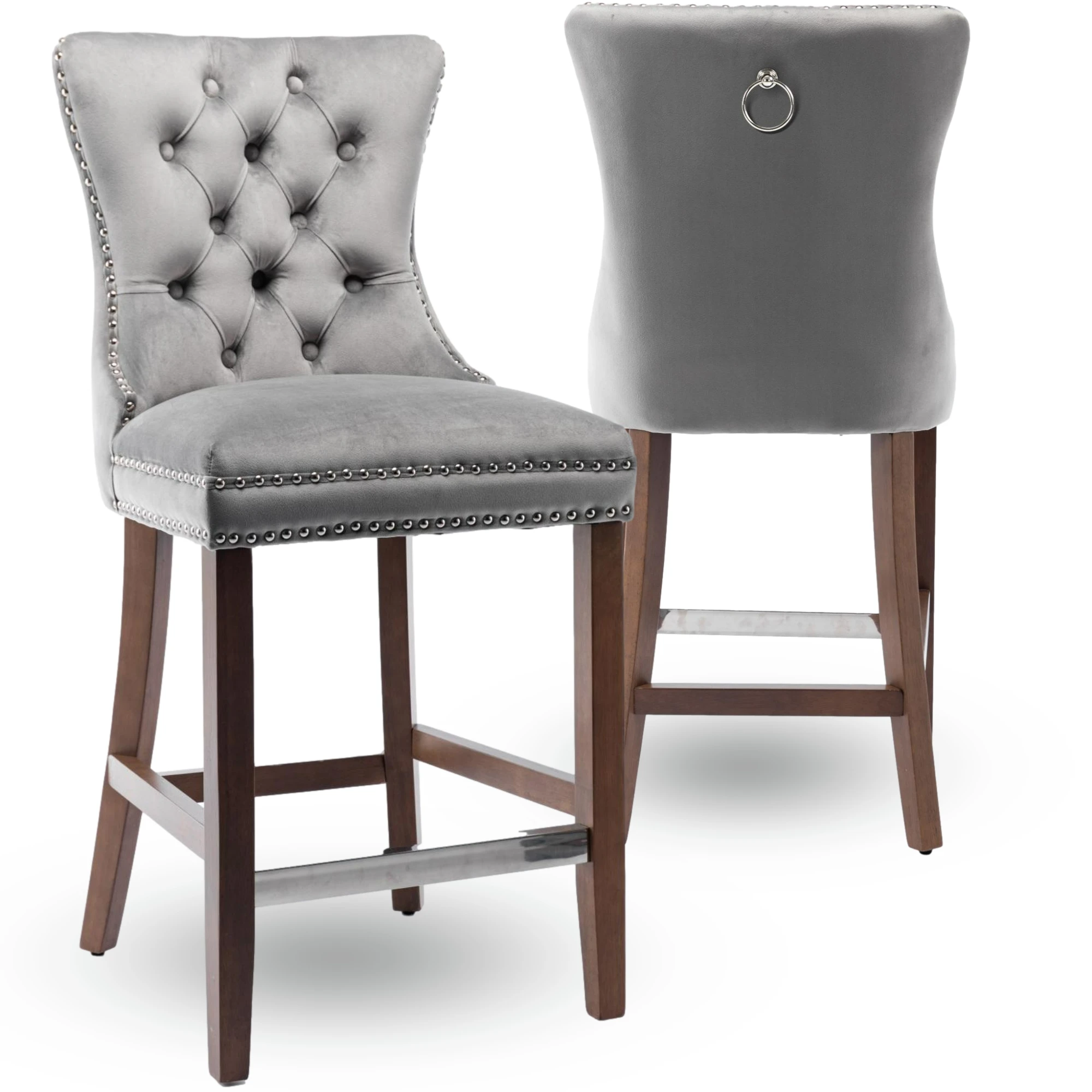 Стильный Бархатный бархатный барный стул из массива дерева