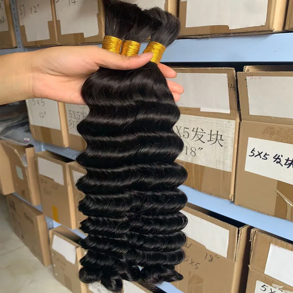 Бразильские натуральные волосы Remy объемные глубокая волна для плетения вьющиеся наращивания без Уточки вязаные косы