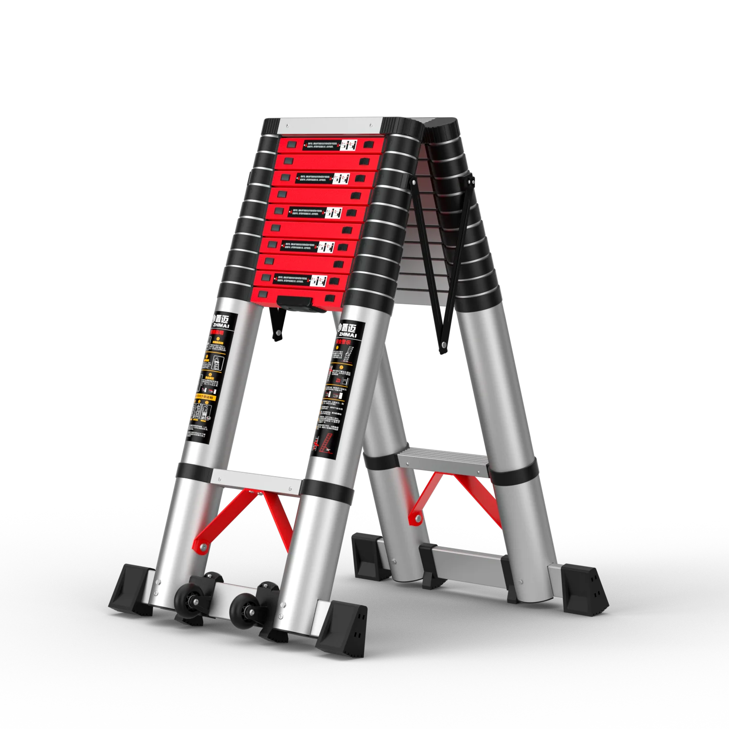 Foldable stairs attic access ladder aluminum alloy ladder Double Telescopic Extension Ladder