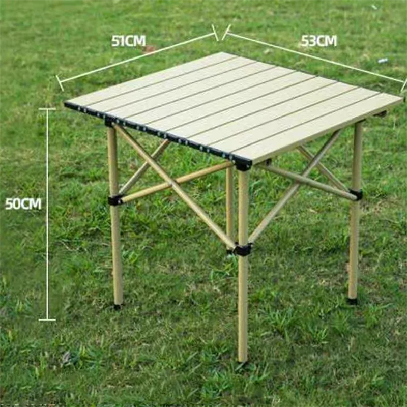 Outdoor Portable Folding Metal Egg Roll Table Modern Design Aluminum Camping Picnic Table for Barbecue Road Trips