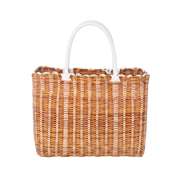 Shopping folding multifunction hand-knitted basket plastic bath storage basket picnic supplies complete basket