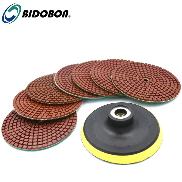 
Super soft Bidobon 4inch flexible wet diamond polishing pad for granite marble grinding 