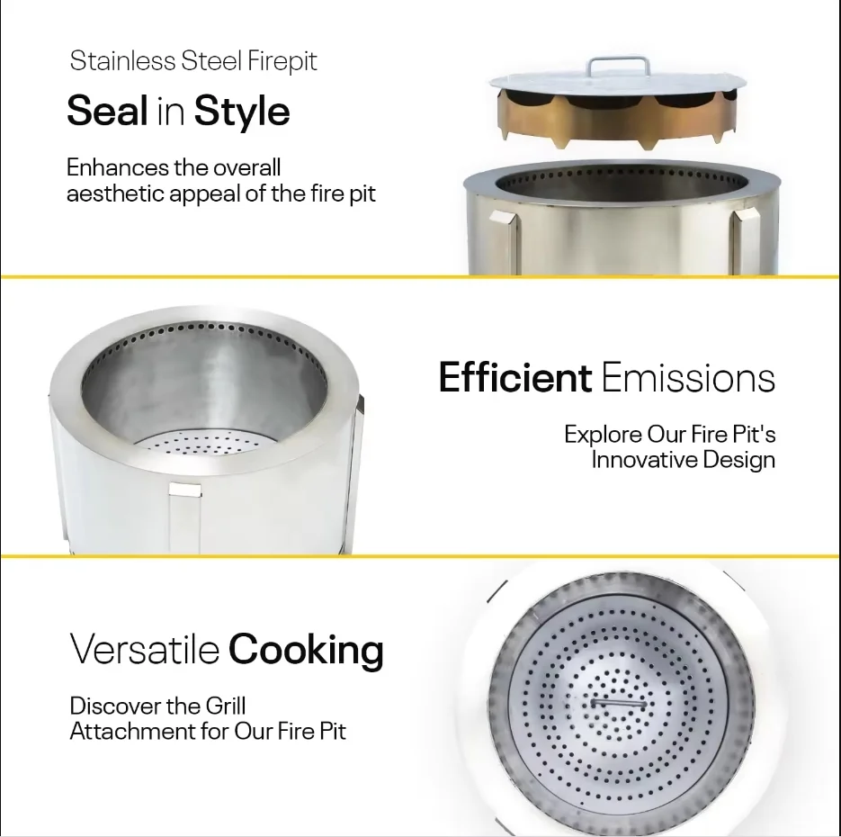 Backyard Second Burning Cooking Wood Burning Outside Portable Fire Pit Camping With Carry Bag