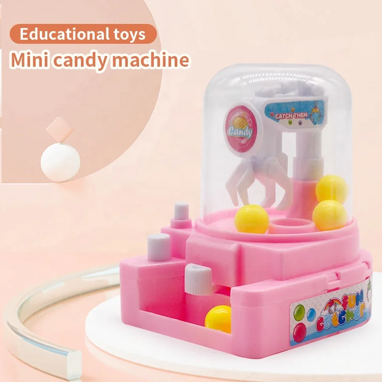 Mini ball machine table game toy funny plastic candy catch ball grabber toys Handheld Mini candy clip small ball machine