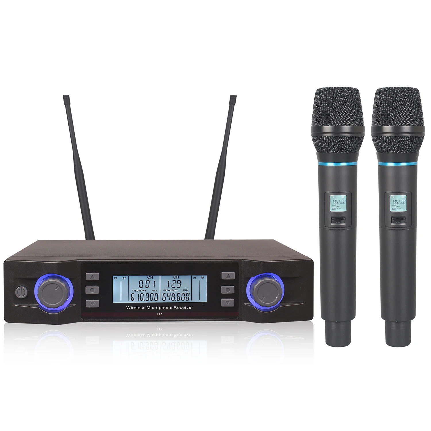 Беспроводная двухканальная микрофонная система UHF FM уличный видеомикрофон KTV