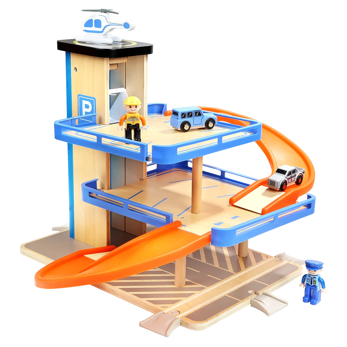 Topbright pretend play wooden toy garage parking lot wood garage toy